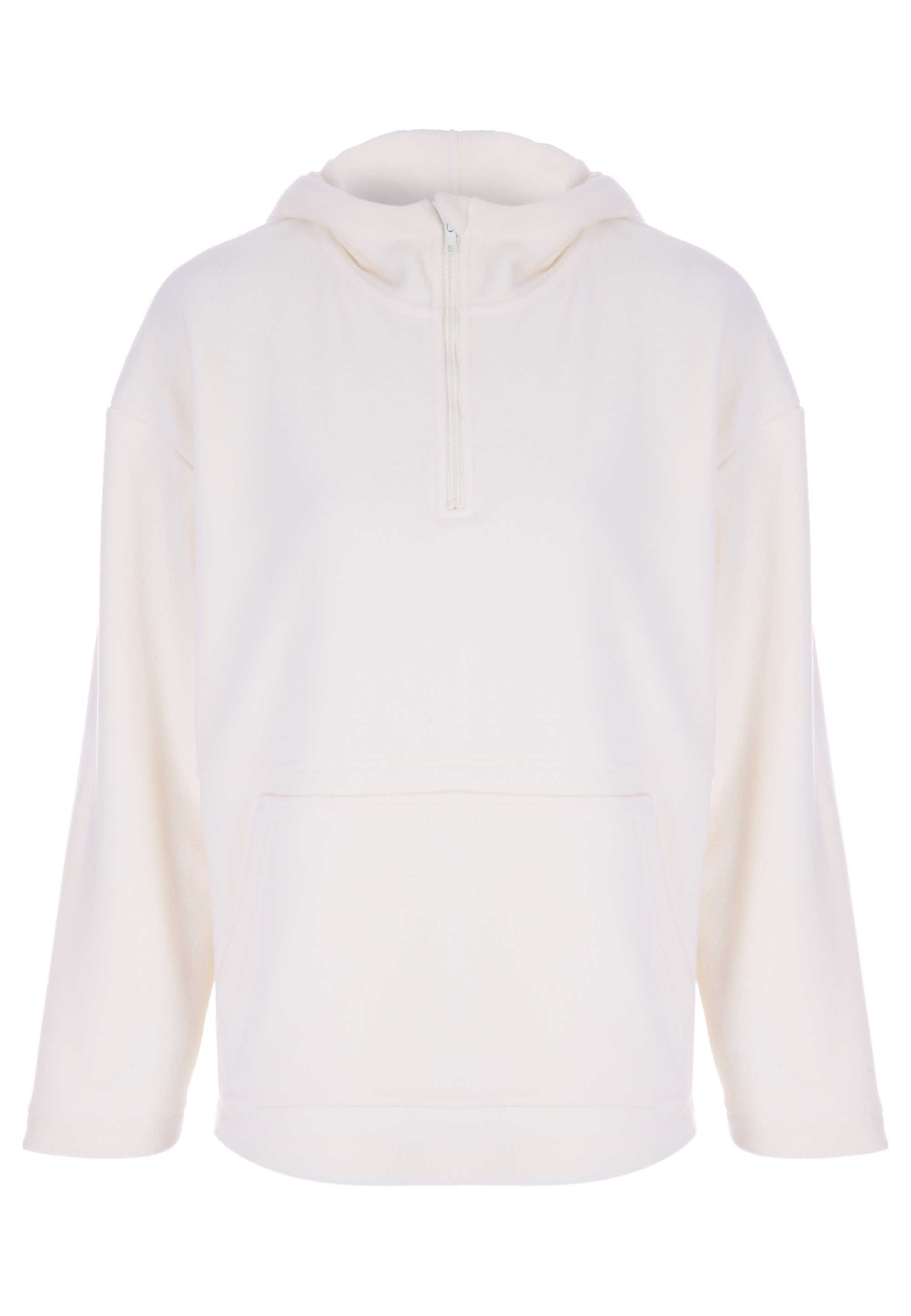 Womens Cream Pullover Hooded Fleece Peacocks