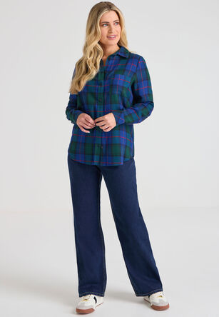 Womens Blue Classic Check Shirt
