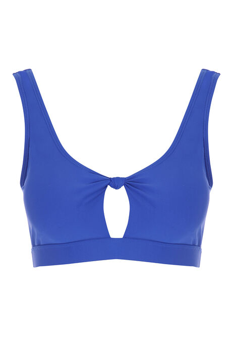 Womens Blue Keyhole Bikini Top