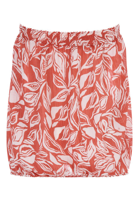 Womens Red Leaf Bandeau Top
