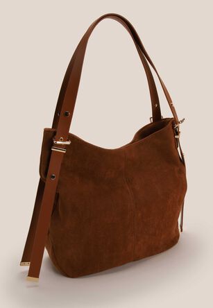 Womens Brown Plain Slouchy Shoulder Bag