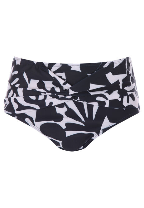 Womens High Waisted Black Abstract Brief