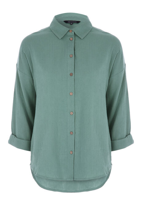 Womens Sage Green Cotton Co-ord Shirt