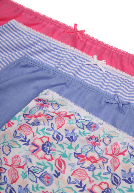 Womens 4pk Blue & Pink Floral Print Full Briefs
