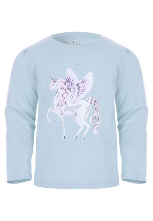 Younger Girls Mint Embellished Unicorn Top