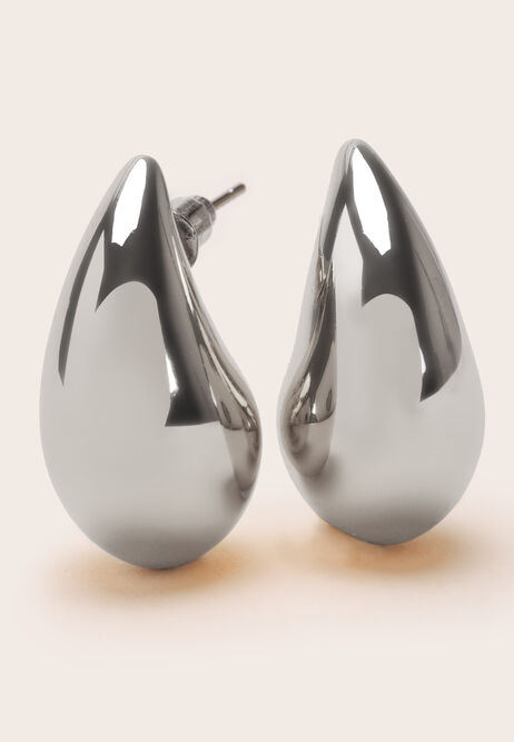 Womens Silver Pear Drop Stud Earrings