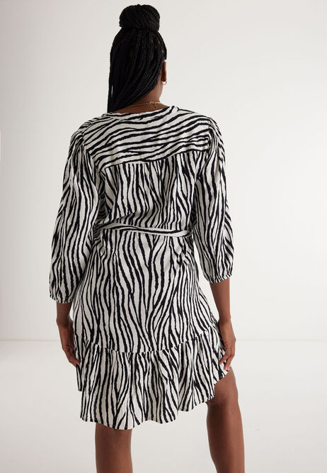 Womens White Zebra Printed Tunic Dress