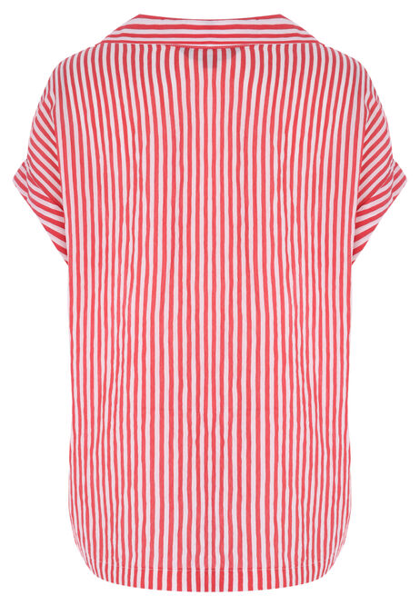 Womens Red & White Striped Shirt