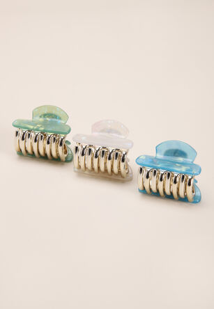Womens Green 3pk Mini Bulldog Clips