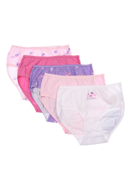 Younger Girls 5pk Pink Space Brief
