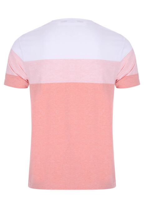 Mens Coral Stripe Colour Block T-Shirt