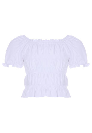 Younger Girl White Plain Gypsy Top