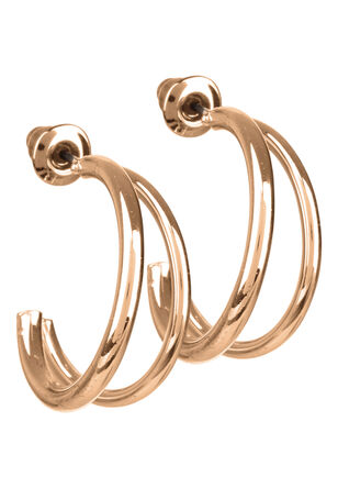 Womens Gold Double Hoop Earrings