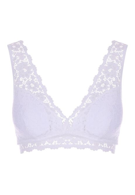 Womens White Floral Lace Padded Bralette