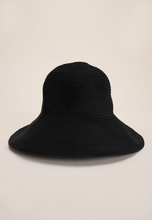 Womens Black Textured Bucket Hat