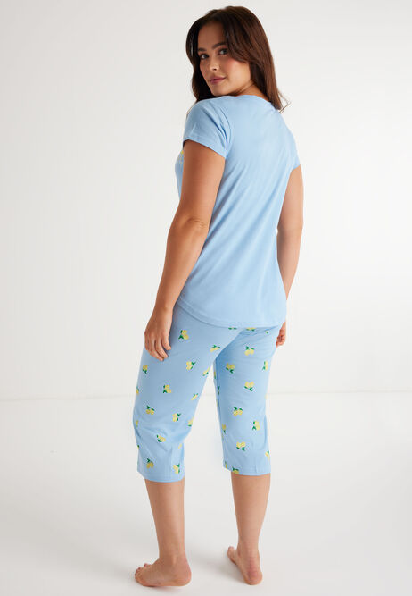 Womens Blue Lemons Pyjama Set