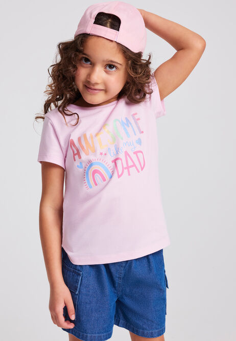 Younger Girls Pink Dad Slogan T-Shirt