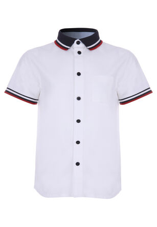 Younger Boys White Stripe Tip Oxford Shirt