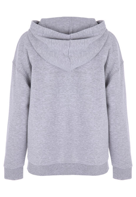 Womens Grey Hooded Zip Through Sweatshirt