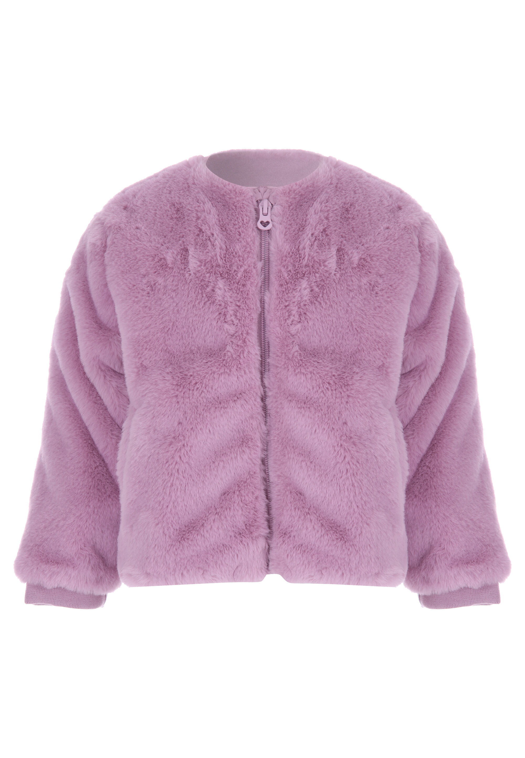 Younger Girls Lilac Fluffy Coat Peacocks
