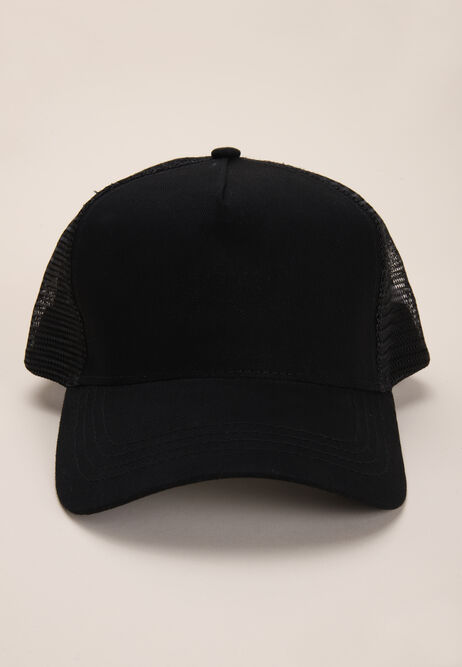 Mens Plain Black Trucker Hat