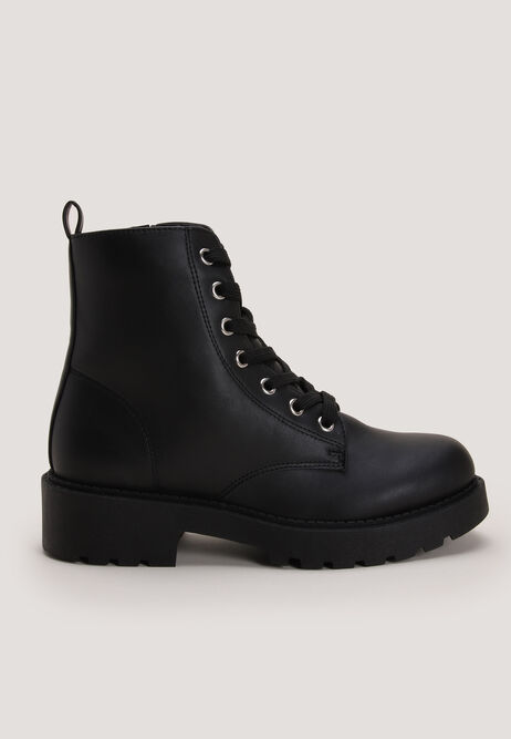 Womens Black Lace Up Ankle Boots Peacocks