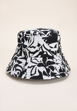 Womens Black Floral Bucket Hat