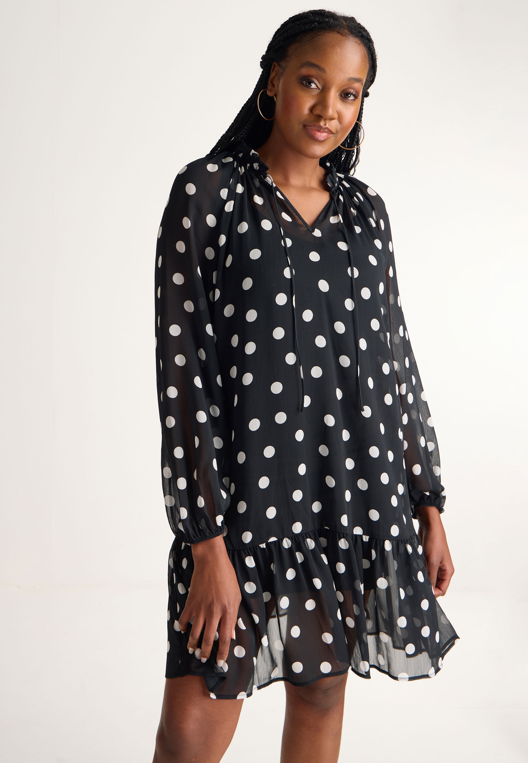 Womens white polka dot dress discount