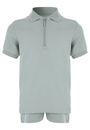 Younger Boys Green Polo Shirt and Short Set