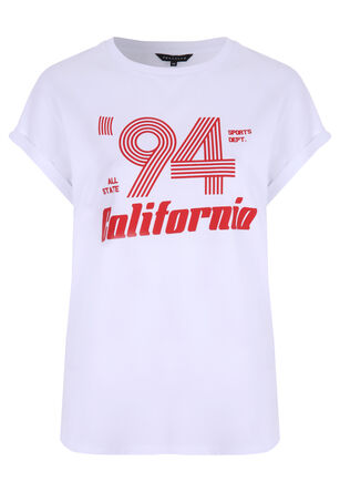 Womens White California '94 Slogan T-shirt