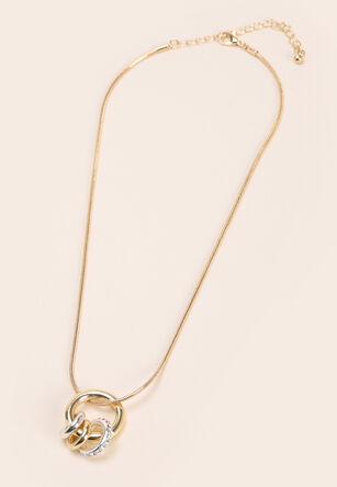 Womens Gold & Silver Ring Detail Necklace