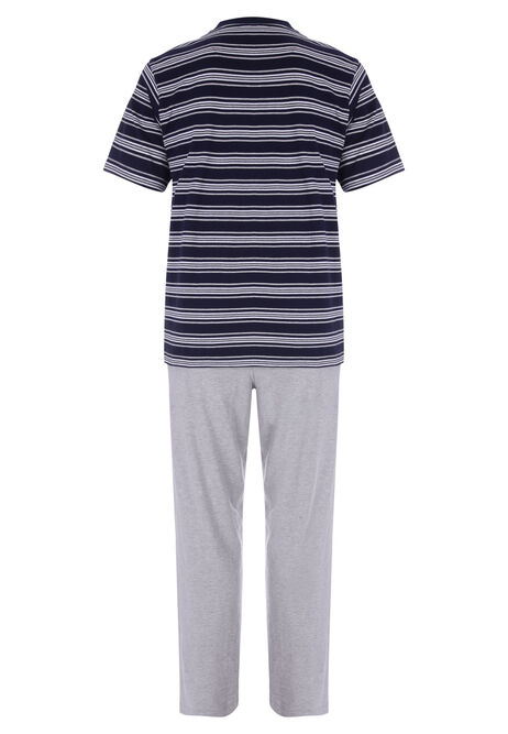 Mens Blue Stripe Jersey Pyjama
