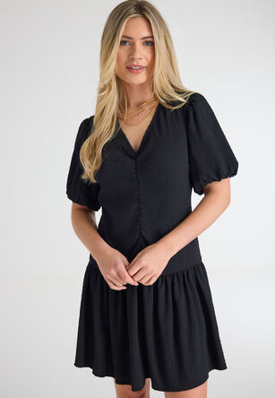 Womens Black Ruched Front Tunic Dress