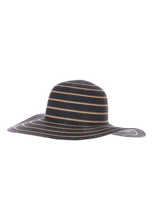 Womens Black Stripe Floppy Hat