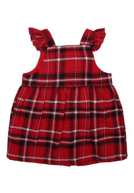 Baby Girl Red Check Flannel Pinafore and T-Shirts Set