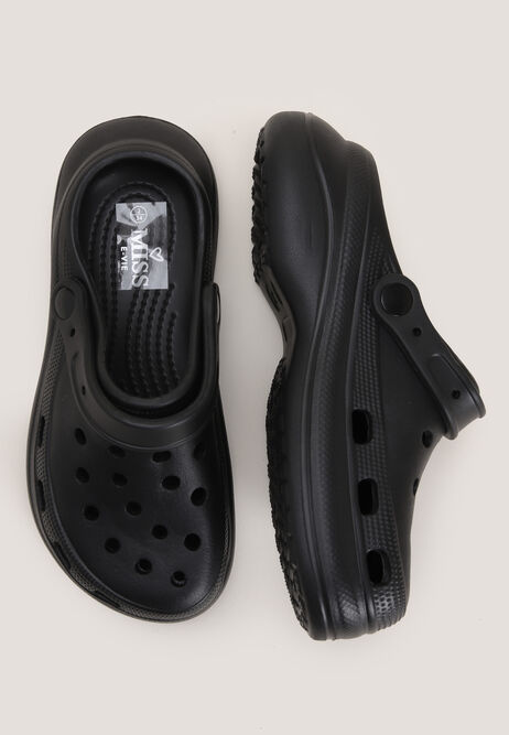 Older Girls Black Platform Clogs