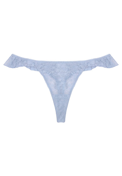 Womens Light Blue Ditsy Lace Frill Thong