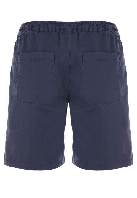 Mens Blue Plain Draw-Cord Shorts