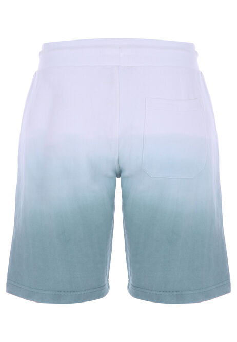 Mens Teal & White Dip-Dye Drawstring Shorts