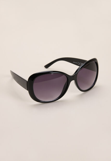 Womens Plain Black Square Sunglasses