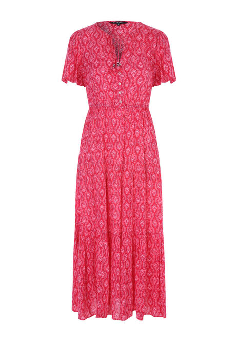 Womens Red Tile Print Dress