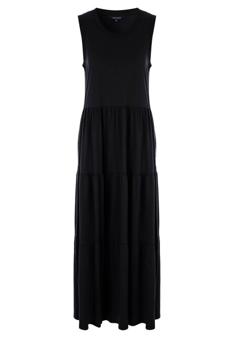Womens Black Tiered Vest Maxi Dress