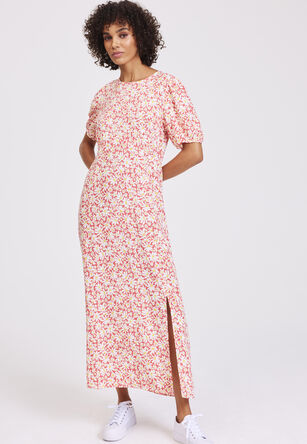Womens Pink Daisy Midi Tea Dress