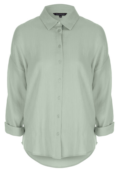 Womens Sage Double Cotton Long Sleeve Shirt