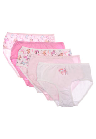 Younger Girls 5pk Pink Unicorn Brief 