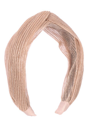 Women Pink Metallic Pleated Headband