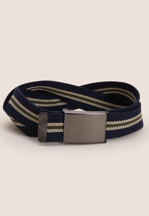 Mens Navy Stripe Webbing Belt