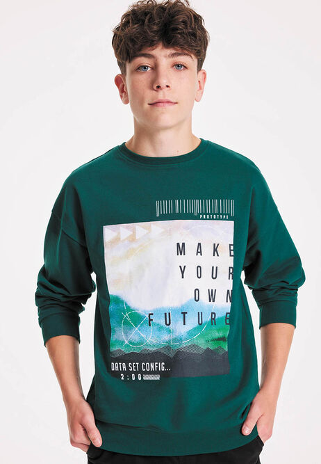 Older Boys Green Abstract Graphic Sweatshirt