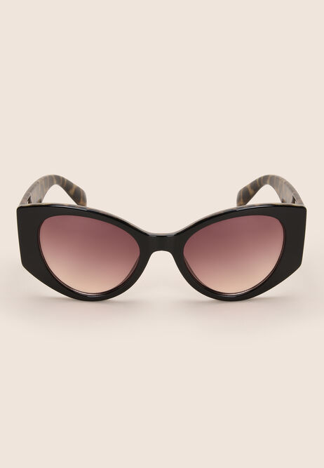 Womens Black Leopard Print Cat Eye Sunglasses