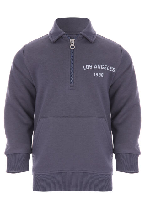 Younger Boys Grey Quarter Zip Collar Sweatshirt